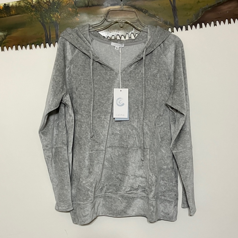 Johnny Was Calme Gray Hooded Hoodie Pullover